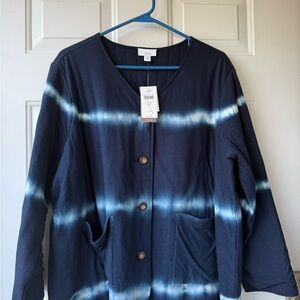 J. Jill Indigo and White Striped Blazer